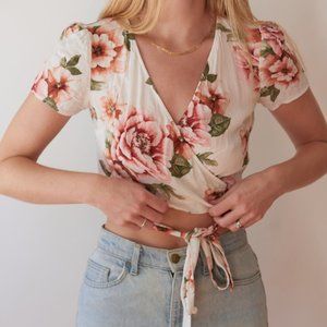 Floral wrap crop top